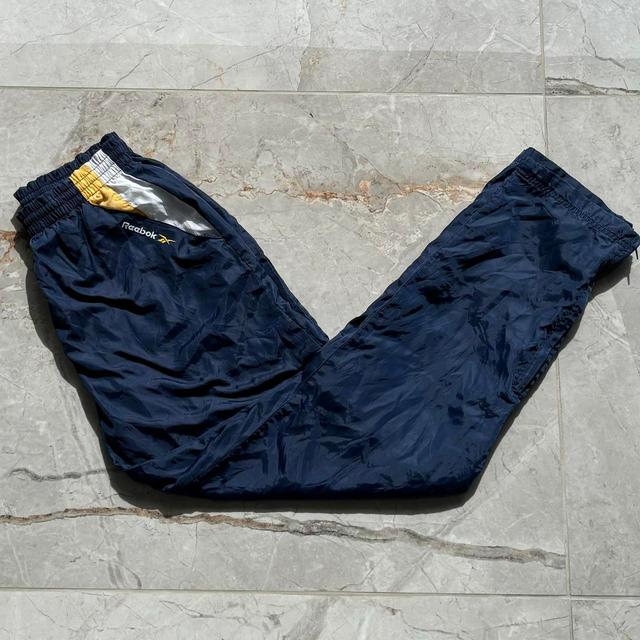 Reebok Men's Straight leg Embroidered Trousers - Navy/Yellow - S on Productcaster.