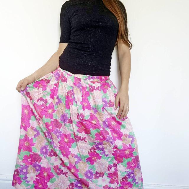 Vintage Women's Maxi Skirt - Pink/Purple - UK 18 on Productcaster.