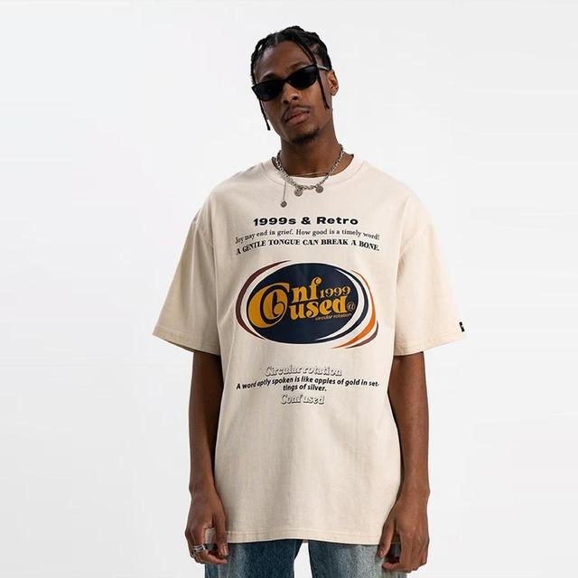 Custom Men's T-shirt - Cream - XXL on Productcaster.