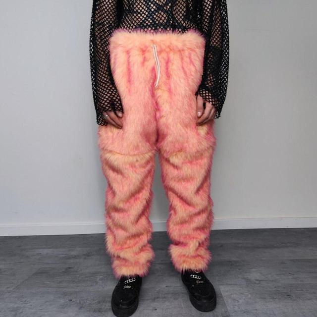 Custom Men's Slim Bleached Trousers - Pink - L on Productcaster.