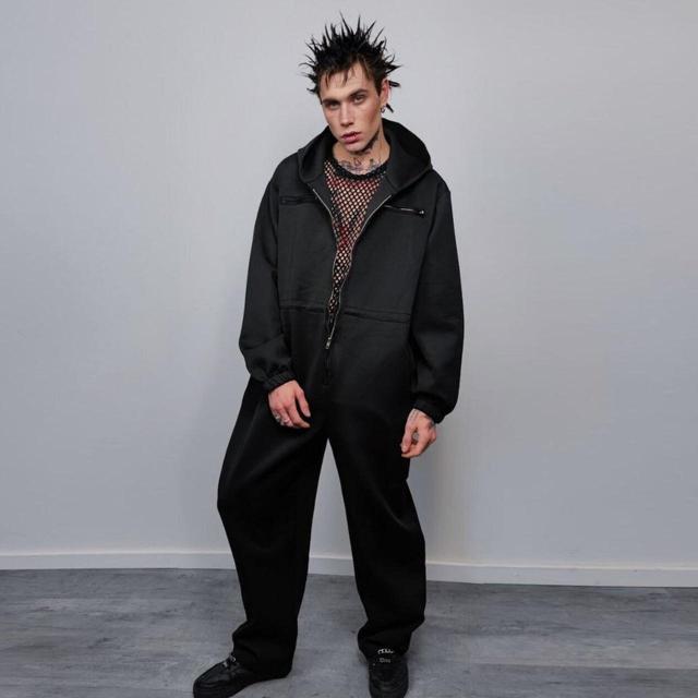 Custom Men's Straight leg Jumpsuit - Black - M on Productcaster.