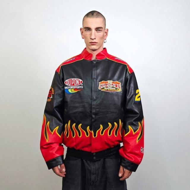 Custom Men's Bomber Jacket - Red/Black - XL on Productcaster.