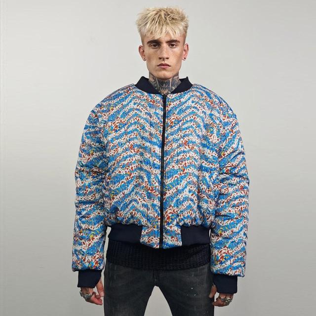 Custom Men's Bomber Jacket - Multi/Blue - One size on Productcaster.