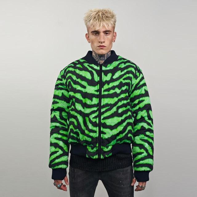 Custom Men's Bomber Jacket - Green/Multi - One size on Productcaster.