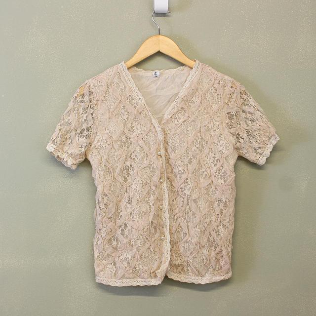 Vintage Women's Blouse - Tan - L on Productcaster.