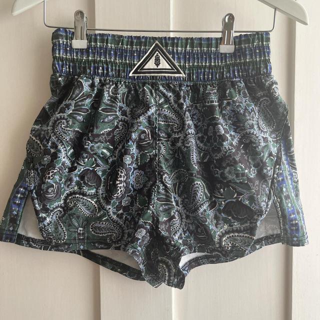 Free People Women's Shorts - Green/Multi - UK 6 on Productcaster.