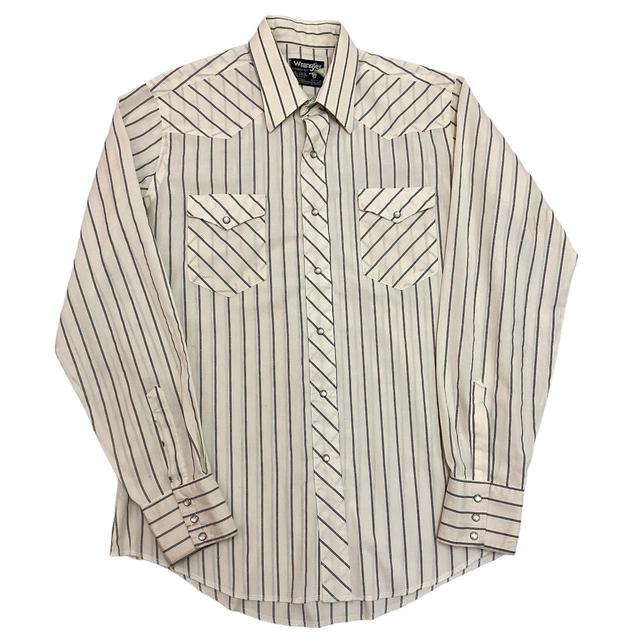 Wrangler Men's Shirt - Cream/Grey - L on Productcaster.