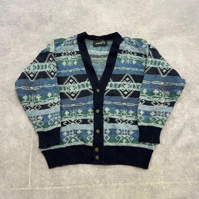 Vintage Men's Cardigan - Blue - M on Productcaster.