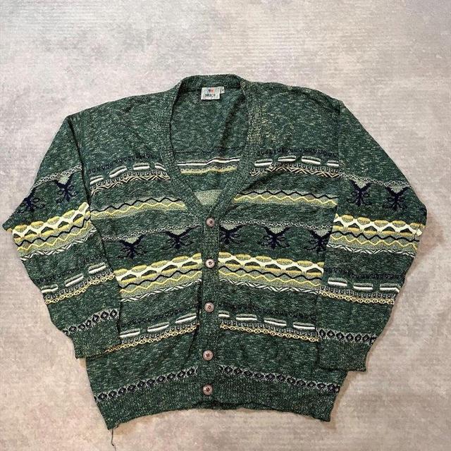 Vintage Men's Cardigan - Green - M on Productcaster.