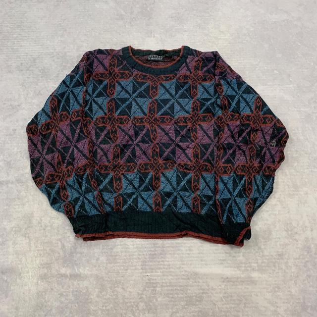 Vintage Men's Jumper - Blue/Red - L on Productcaster.