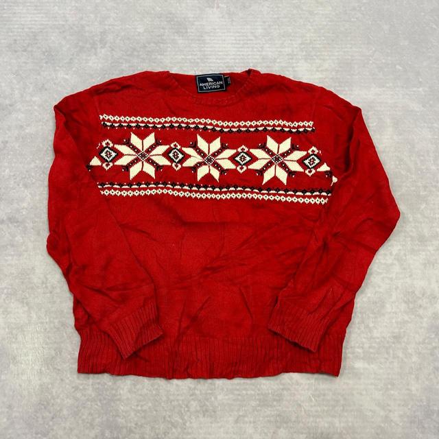 Vintage Men's Jumper - Red/White - L on Productcaster.