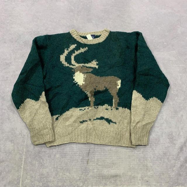 Woolrich Men's Jumper - Green/Tan - L on Productcaster.