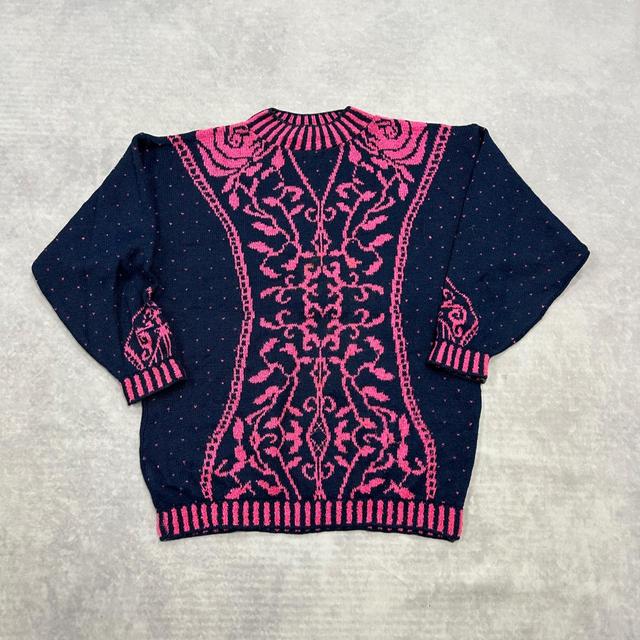 Vintage Women's Jumper - Pink/Blue - S on Productcaster.