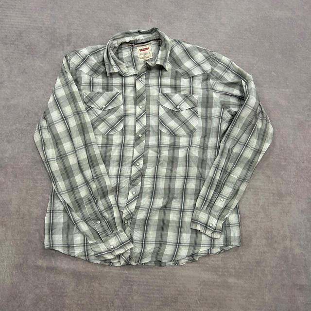 Levi's Men's Shirt - Grey/White - L on Productcaster.