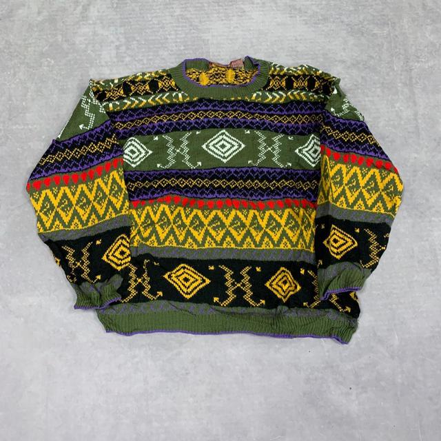 Vintage Women's Jumper - Green/Multi - L on Productcaster.