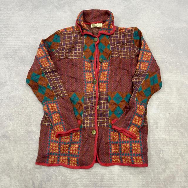 Vintage Women's Cardigan - Red/Multi - M on Productcaster.