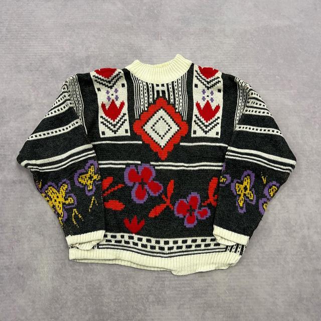 Vintage Women's Jumper - Grey/Multi - L on Productcaster.