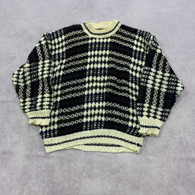 Vintage Men's Jumper - Cream/Multi - L on Productcaster.