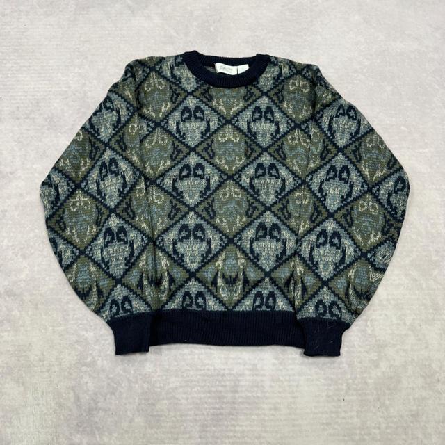 Vintage Men's Jumper - Blue/Green - L on Productcaster.