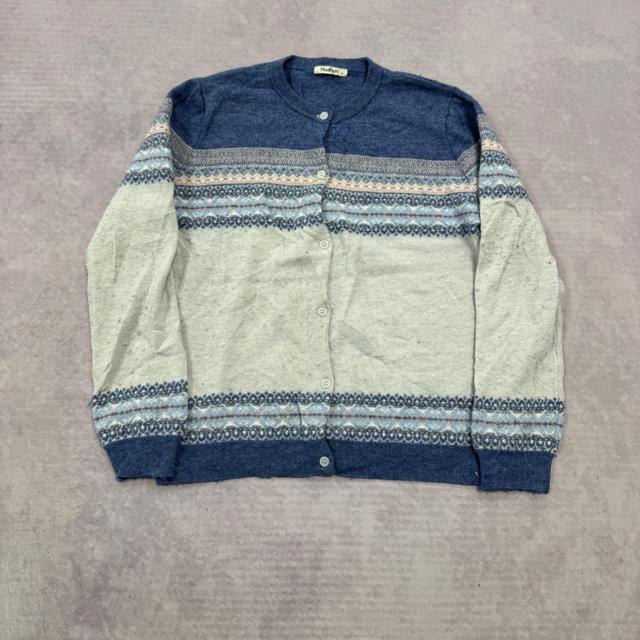 Vintage Women's Cardigan - Blue/Grey - L on Productcaster.