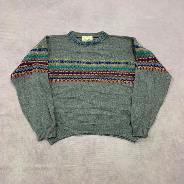 Vintage Men's Jumper - Grey/Multi - L on Productcaster.