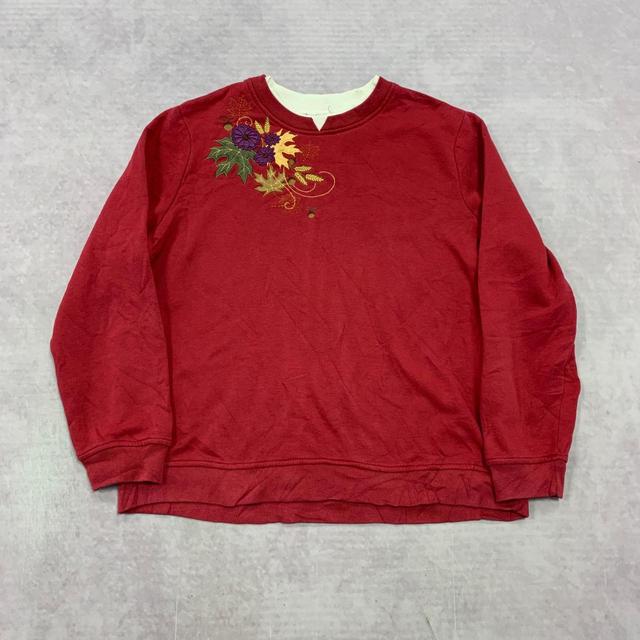 Vintage Women's Sweatshirt - Red/White - M on Productcaster.