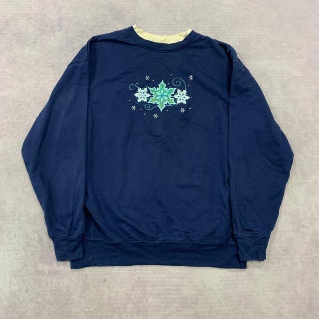 Vintage Women's Sweatshirt - Blue/White - L on Productcaster.