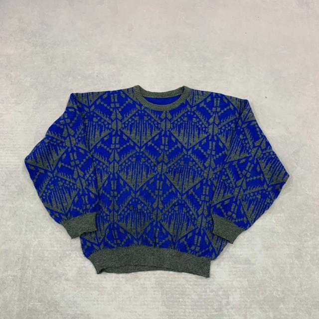 Vintage Women's Jumper - Blue/Grey - L on Productcaster.