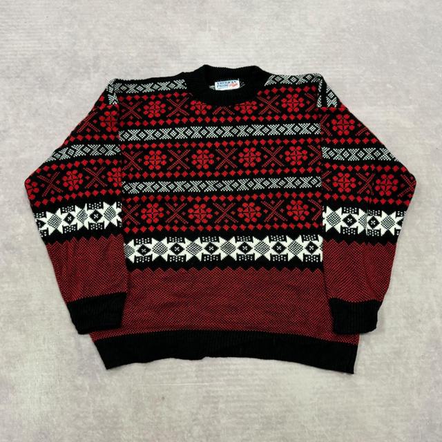 Vintage Women's Jumper - Black/Red - L on Productcaster.