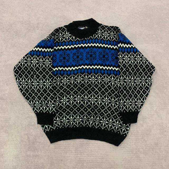 Vintage Women's Jumper - Blue/Black - M on Productcaster.