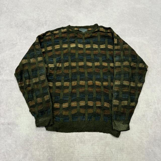 Vintage Men's Jumper - Green/Multi - L on Productcaster.