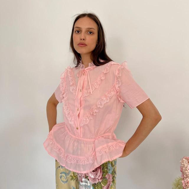 Vintage Women's Blouse - Pink - One size on Productcaster.