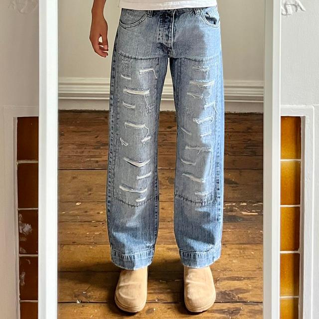 Men's Distressed Jeans - Blue - M on Productcaster.