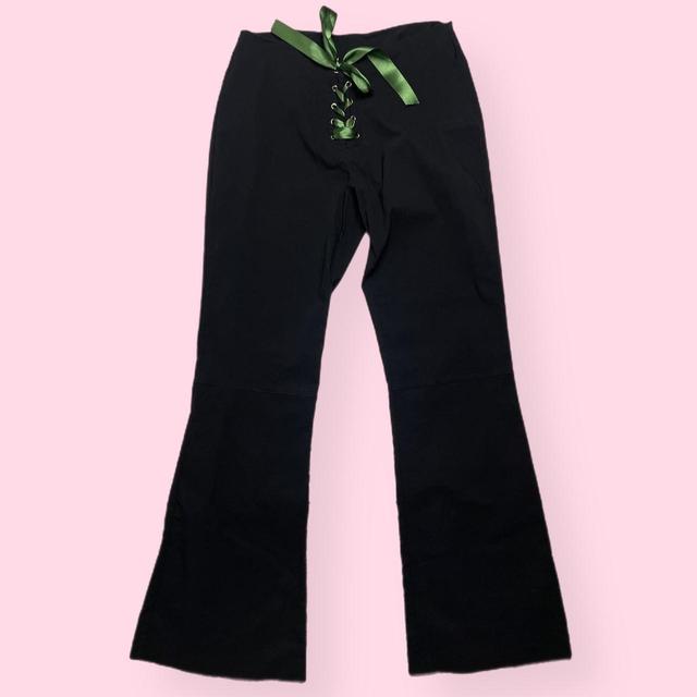 Miss Selfridge Women's Bootcut Trousers - Black/Green - UK 12 on Productcaster.