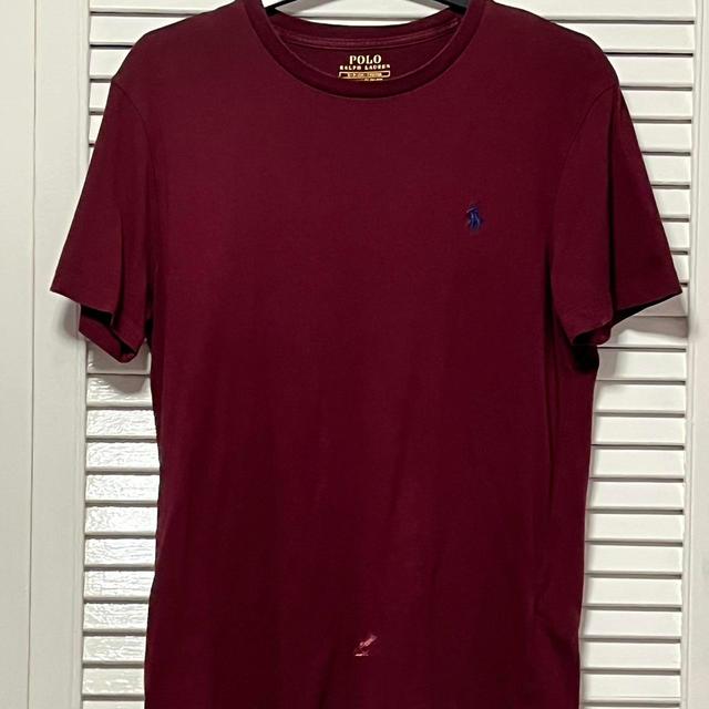 Polo Ralph Lauren Men's T-shirt - Burgundy - S on Productcaster.