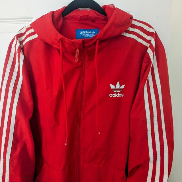 Adidas Originals Men's Windbreaker Jacket - White/Red - L on Productcaster.