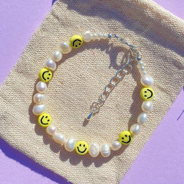 Handmade Women's Bracelet - White/Yellow on Productcaster.