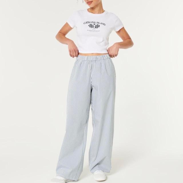 Hollister Co. Women's Wide leg Trousers - White/Blue - XS on Productcaster.