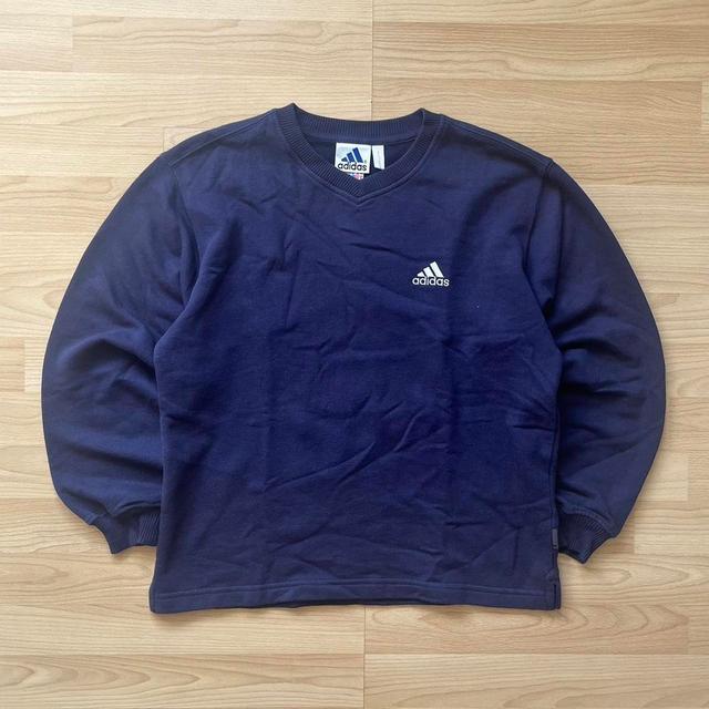 Adidas Men's Sweatshirt - Navy/Blue - S on Productcaster.