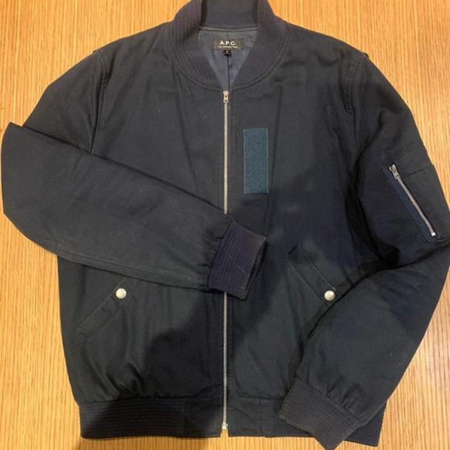 A.P.C. Men's Bomber Jacket - Navy - S on Productcaster.