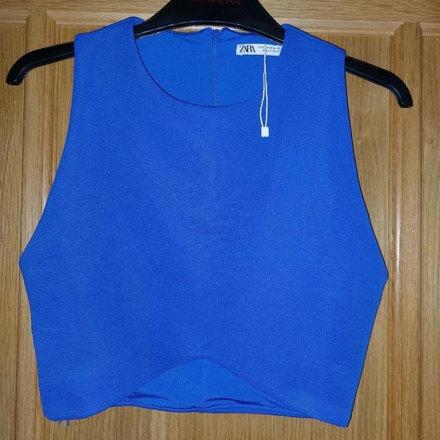 Zara Women's Crop top - Blue - S on Productcaster.