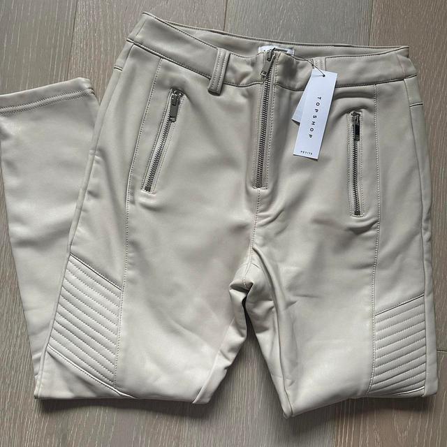 Topshop Women's High waisted Trousers - Cream/Grey - UK 12 on Productcaster.