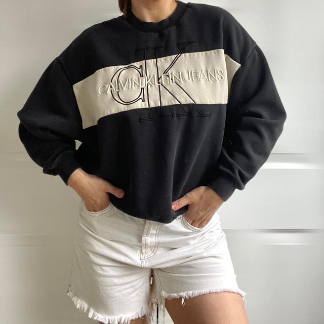 Calvin Klein Women's Jumper - Black/White - XS on Productcaster.