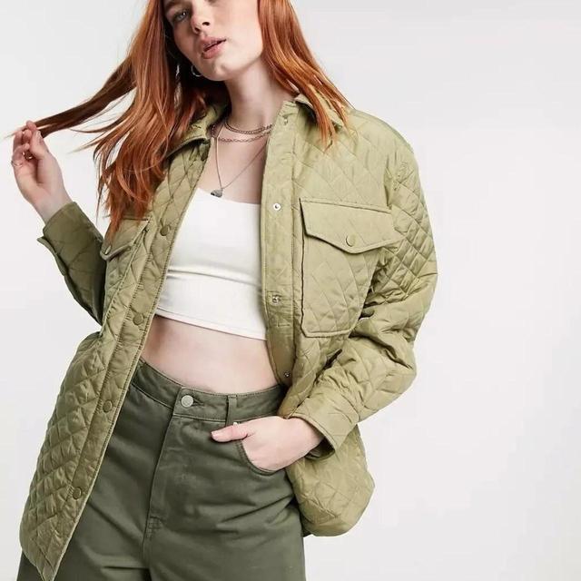 Bershka Women's Shacket Jacket - Khaki - L on Productcaster.