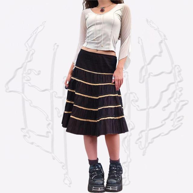 Uttam London Women's Midi Skirt - Brown/Yellow - S on Productcaster.