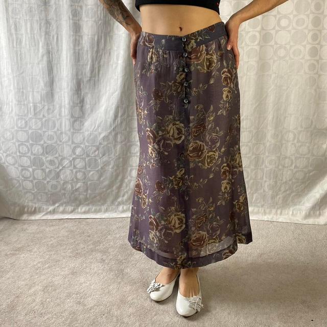 Vintage Women's Casual Skirt - Purple/Multi - 29" on Productcaster.