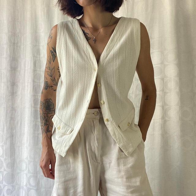 Vintage Women's Waistcoat - Cream - M on Productcaster.