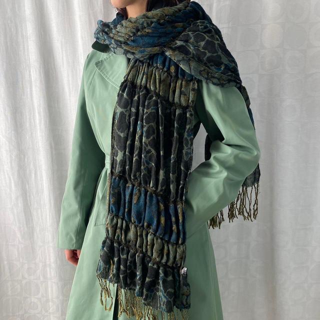 Vintage Women's Scarf - Green/Blue on Productcaster.