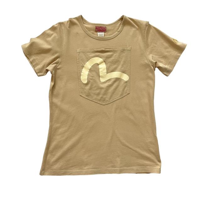 Evisu Women's T-shirt - White/Tan - S on Productcaster.