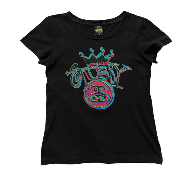 Stüssy Women's T-shirt - Black/Multi - S on Productcaster.